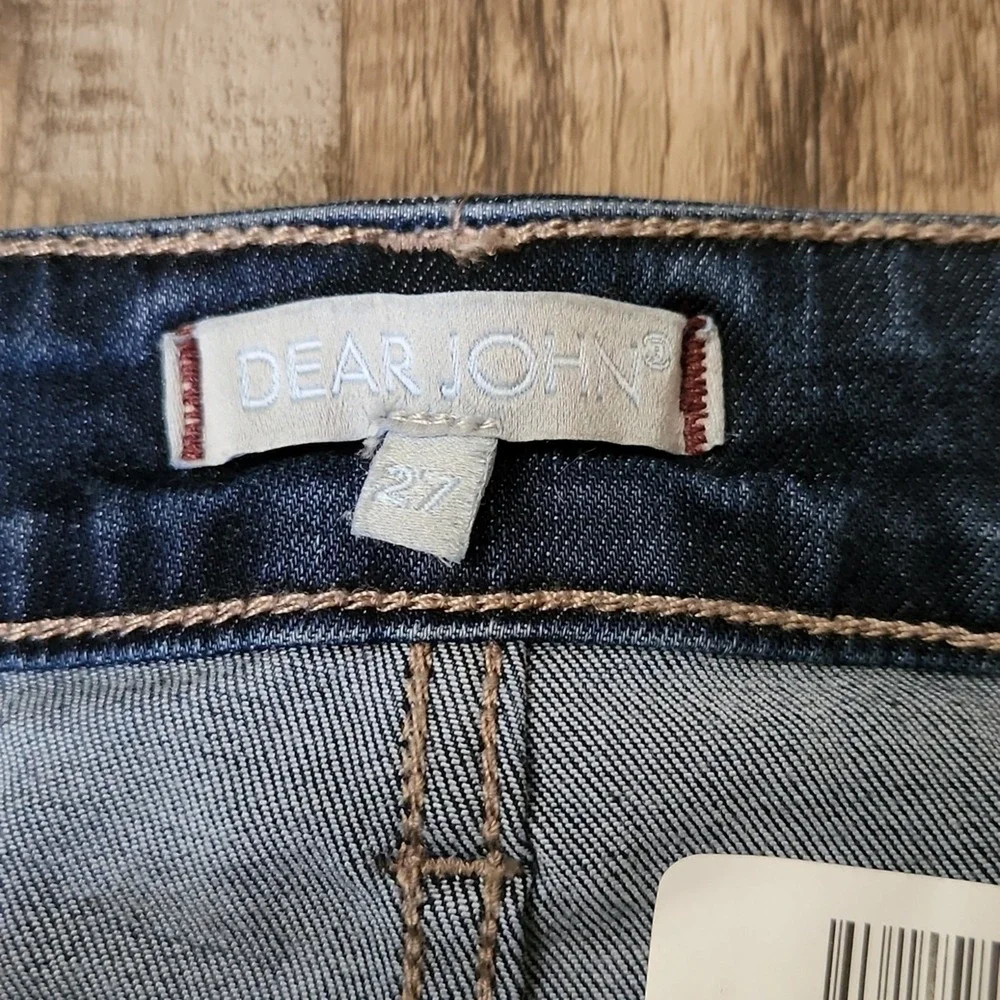Dear John Raven‎ Womens 3 Snap Raw Hem Jeans Size 27 Zip Button Racing Stripe